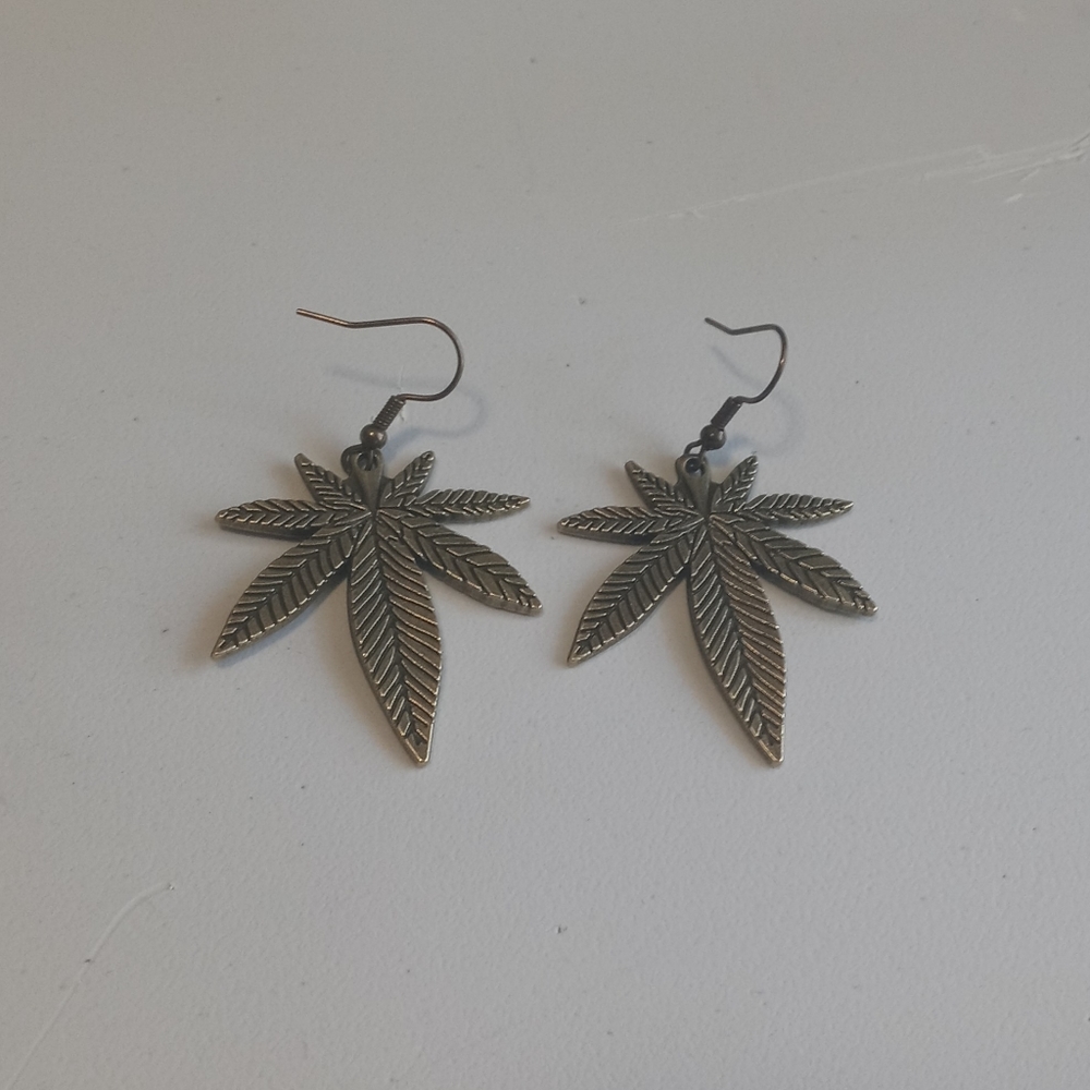 Bronze Pot Leaf Earrings